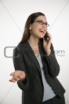 Woman on cell phone.