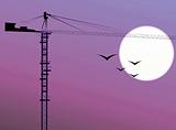 construction crane under moonlight