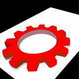 red mechanic wheel in white surface