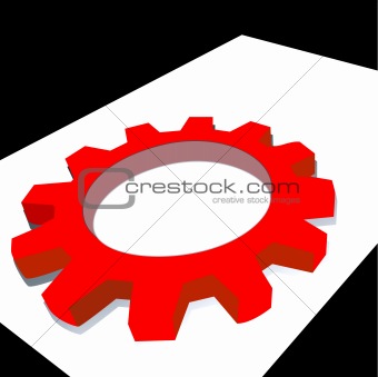 red mechanic wheel in white surface