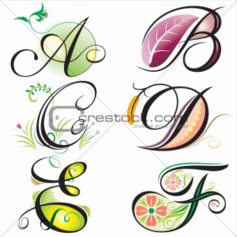Logo Design Keywords on Image Description  Alphabets Elements Design   Series A To F