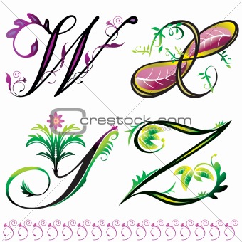 Logo Design on Image Description  Alphabets Elements Design   Series W To Z