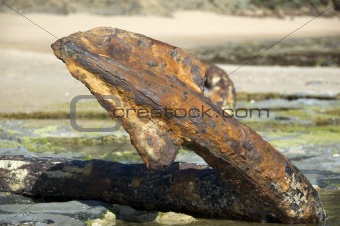 Rusty old anchor of a shipwreck