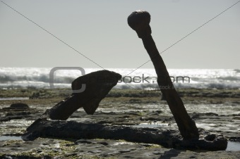 Rusty old anchor of a shipwreck