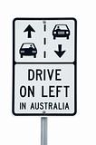 Sign reminding tourist to Drive on the left in Australia