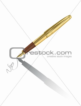 Vector gold pen signing contract