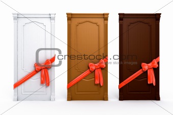 door with red bow house interior detail 