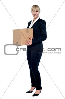 Female business executive relocating her office