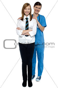 Full length portrait of a doctor with her patient