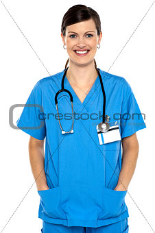 Female doctor with stethoscope around her neck