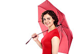 Attractive young woman holding an umbrella