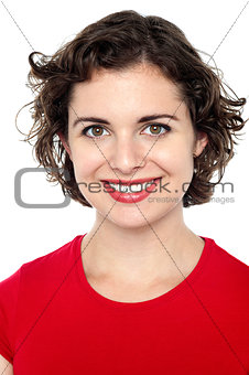 Pretty model isolated over white background