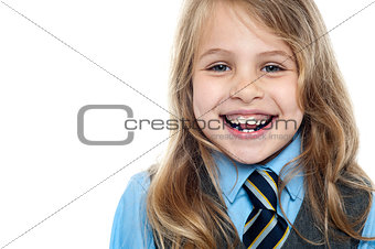 Cheerful school girl, closeup shot
