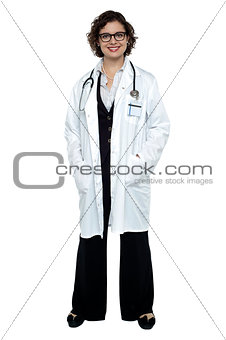 Confident medical practitioner, full length portrait
