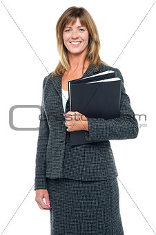 Happy businesswoman ready to attend meeting