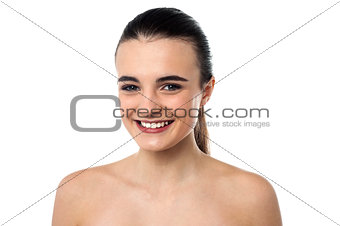 Topless young girl modelling