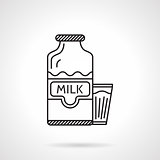 Milk bottle black line vector icon