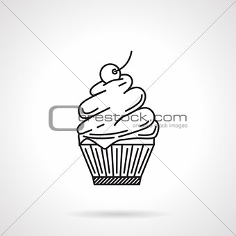 Cream dessert black line vector icon