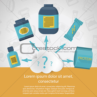 Flat color design vector illustration for sports nutrition