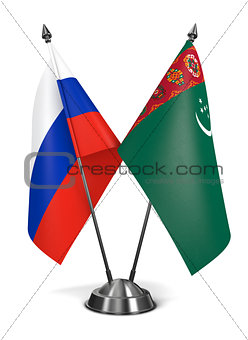 Turkmenistan and Russia - Miniature Flags.