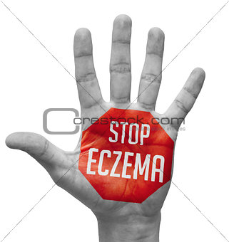 Stop Eczema Concept on Open Hand.