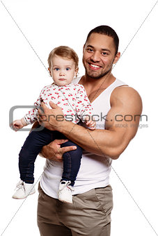 Athletic father with lovely daughter