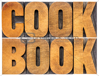 cookbook word abstract in wood type