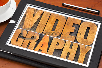 videography word abstract in wood type
