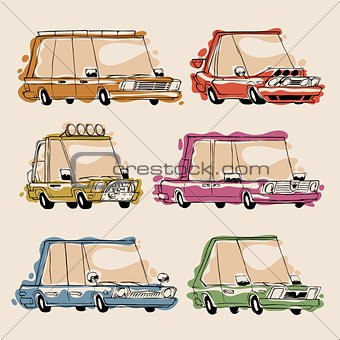 Retro Cartoon Cars Set