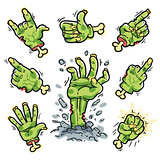 Cartoon Zombie Hands Set for Horror Design