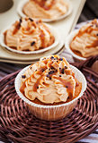 Delicious cupcakes  with caramel sauce