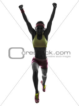 woman runner running jumping  silhouette