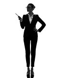 business woman pointing showing  silhouette