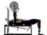 handicapped body builders building weights man with legs prosthe
