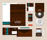 Corporate identity template with ethnic ornaments.