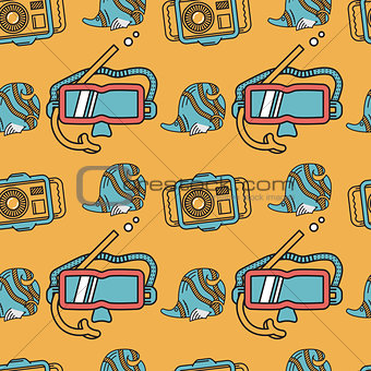 Colored flat design vector background for snorkeling