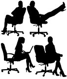Business woman to sit in an office chair silhouette