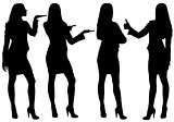 Business woman standing silhouette showing gestures