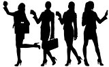 Business woman silhouette with briefcase
