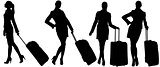 Silhouettes of womans with bags