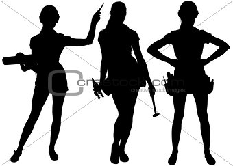 Female silhouettes with tools