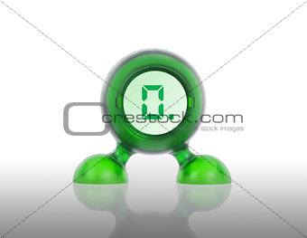 Small green plastic object with a digital display