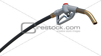 Gasoline fuel nozzle. Bottom view. Isolated