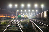 Rail yard with railroad cars and cisterns