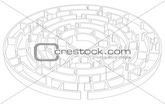 Wire-frame round tangled maze