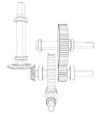 Reducer consisting of gears, bearings and shafts