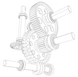 Reducer consisting of gears, bearings and shafts