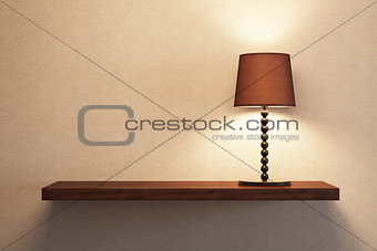 turn on table lamp on the shelf