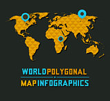 Retro polygonal world map