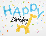 Card Happy Birthday balloons giraffe